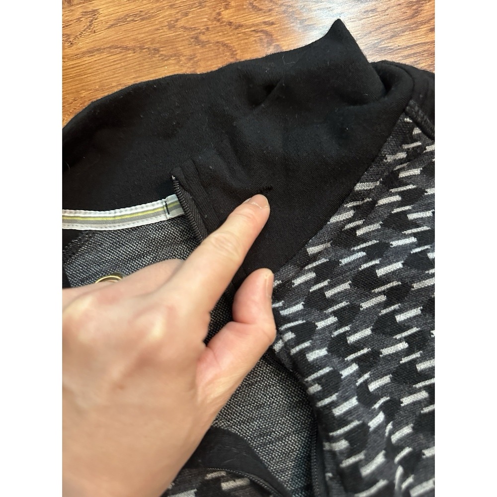 Smartwool 100% Merino Wool 1/4 Zip Pullover Men XL Black Geometric Base Layer - Picture 5 of 11